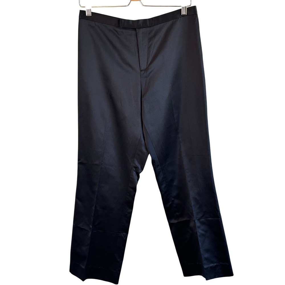 Ralph Lauren Dress Pants Black Womens 12 Silk Blend Straight Leg Cocktail Office - Picture 2 of 10